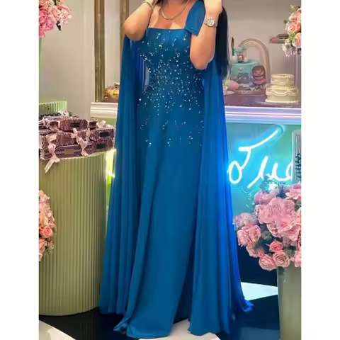 Lena Wedding Dress Bead Embroidery Elegant Party Dresses Woman Chiffon Custom Made Embroidered Lace Women Evening Dress Shawl