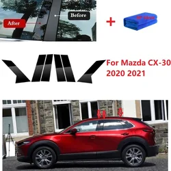 6PCS Polished Pillar Posts For Mazda CX-30 2020 2021 Car Window Trim Cover BC Column Sticker Chromium Styling