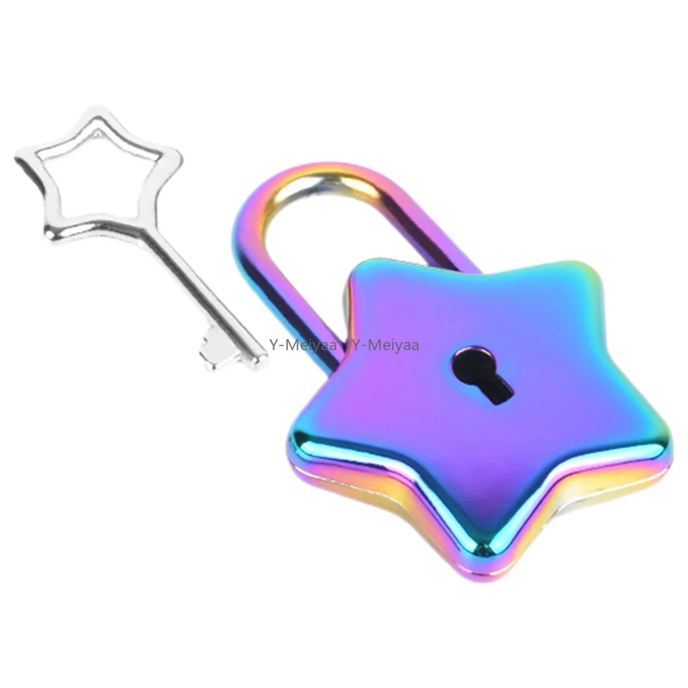 Decorative Lock Diary Lock Star Shaped Lock DIY Padlock Metal Padlock For Women With Key Mini Star Shape Archaize Padlocks
