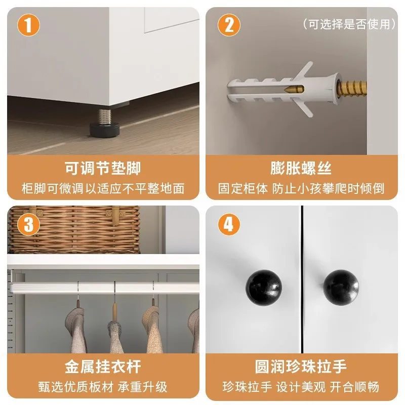 Steel wardrobe printed wardrobe four-door  cabinet bedroom  cross-border metal locker sliding door moisture-proof