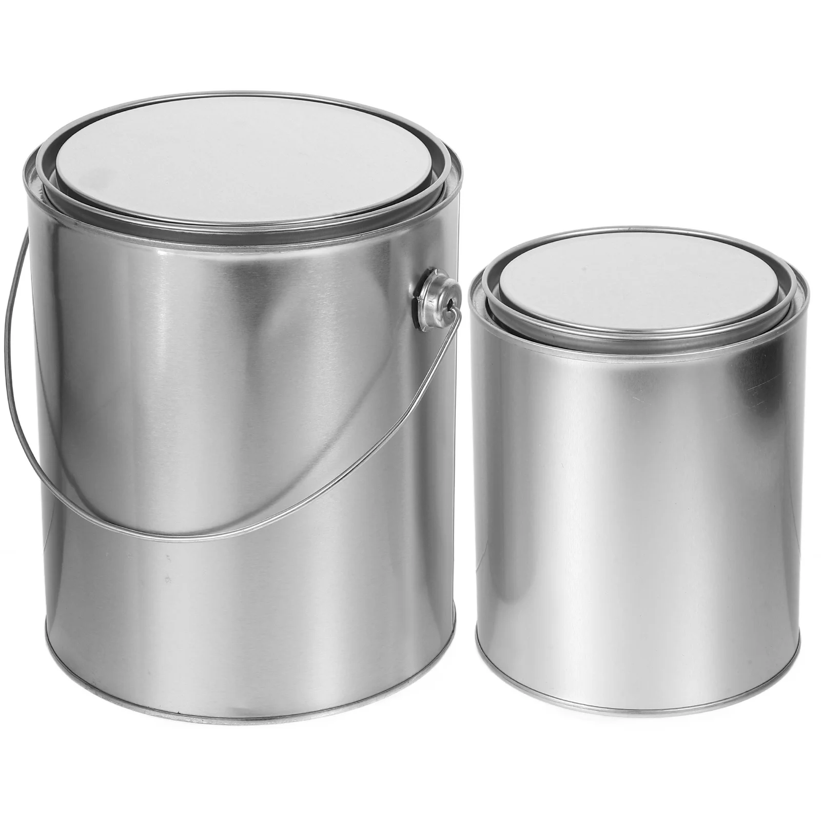 

2 Pcs Asphalt Iron Barrel Handheld Pigment Container Round Can Oil Painting Storage Bucket with Lid Accessory