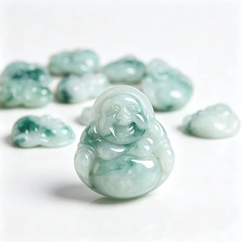 10PCS Natural Quartz Stone Smile Buddha Charms Buddhist Protection God Mile FO TBP478