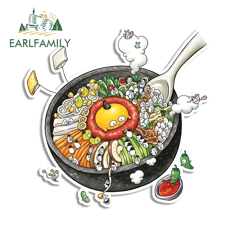 EARLFAMILY 13 cm X 12,6 cm Für Bibimbap Cartoon Auto Aufkleber Graffiti Persönlichkeit Wasserdicht Aufkleber Kreative Camper Motorrad Dekor