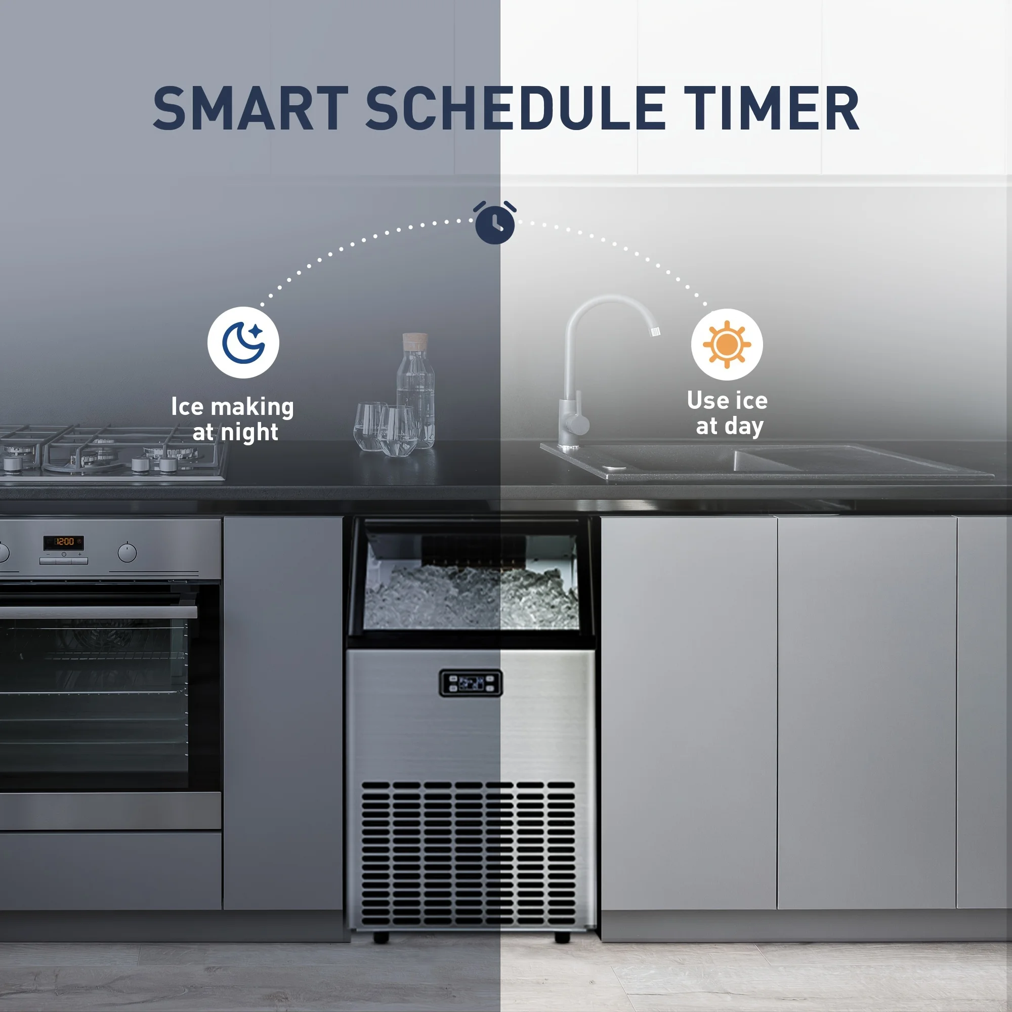 Industrial Ice Making snow ice machine - High Capacity 100lbs/24H Self-Cleaning máquina para hacer hielo