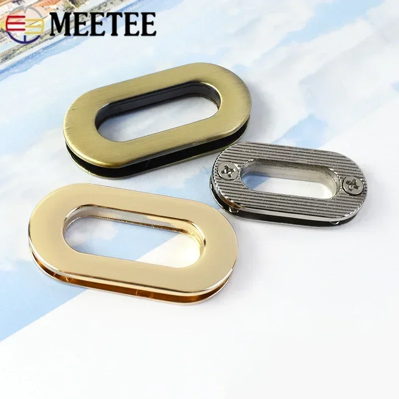 Meetee 4/10/20Pcs Metal O Ring Eyelet Buckles Oval Eyelets Clasp Handbags Strap Round Hole Hang Buckle DIY Bag Parts Accessories