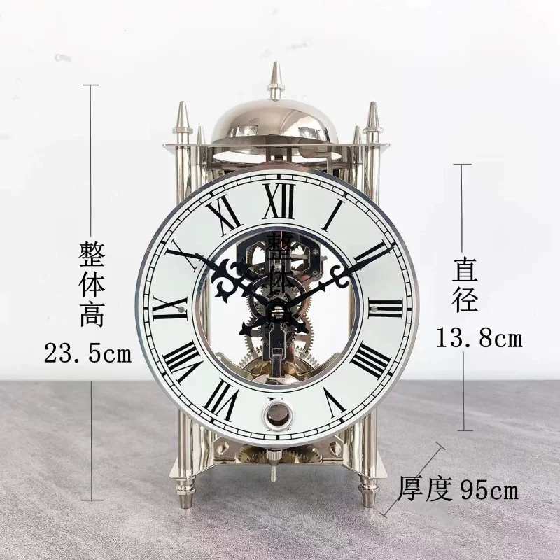 genuine pure copper living room striking clockwork openwork gear skeleton clock metal table bell base clock movement watch