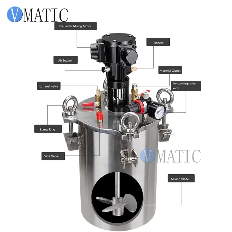 

High Quality Glue Liquid Dispensing Pneumatic Mixing Stainless Steel Air Pressure Tank Container