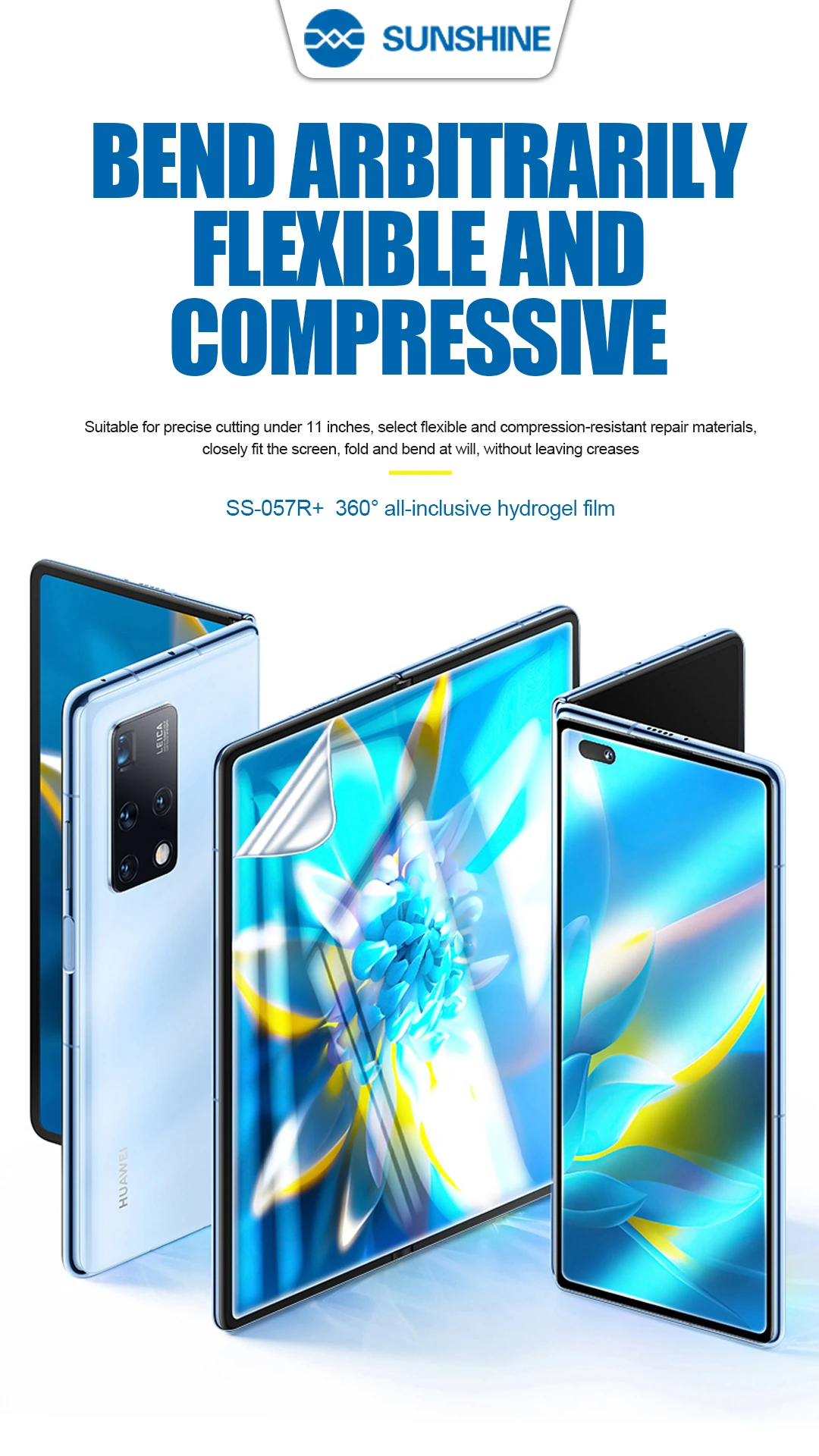 

Sunshine SS-057R + передняя и задняя пленка с полным покрытием для максимального 11-дюймового экрана мобильного телефона, защитное стекло