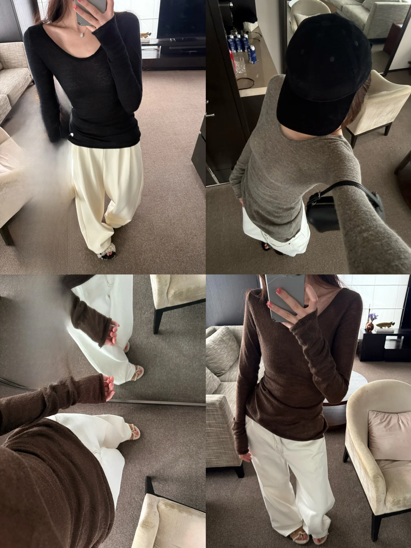 

Yangzifan Women's Slim Fit round Ne Knitted Sweater Mixed Wool Alpaca Autumn Winter Base Layer Top Casual Sle Long Sve...