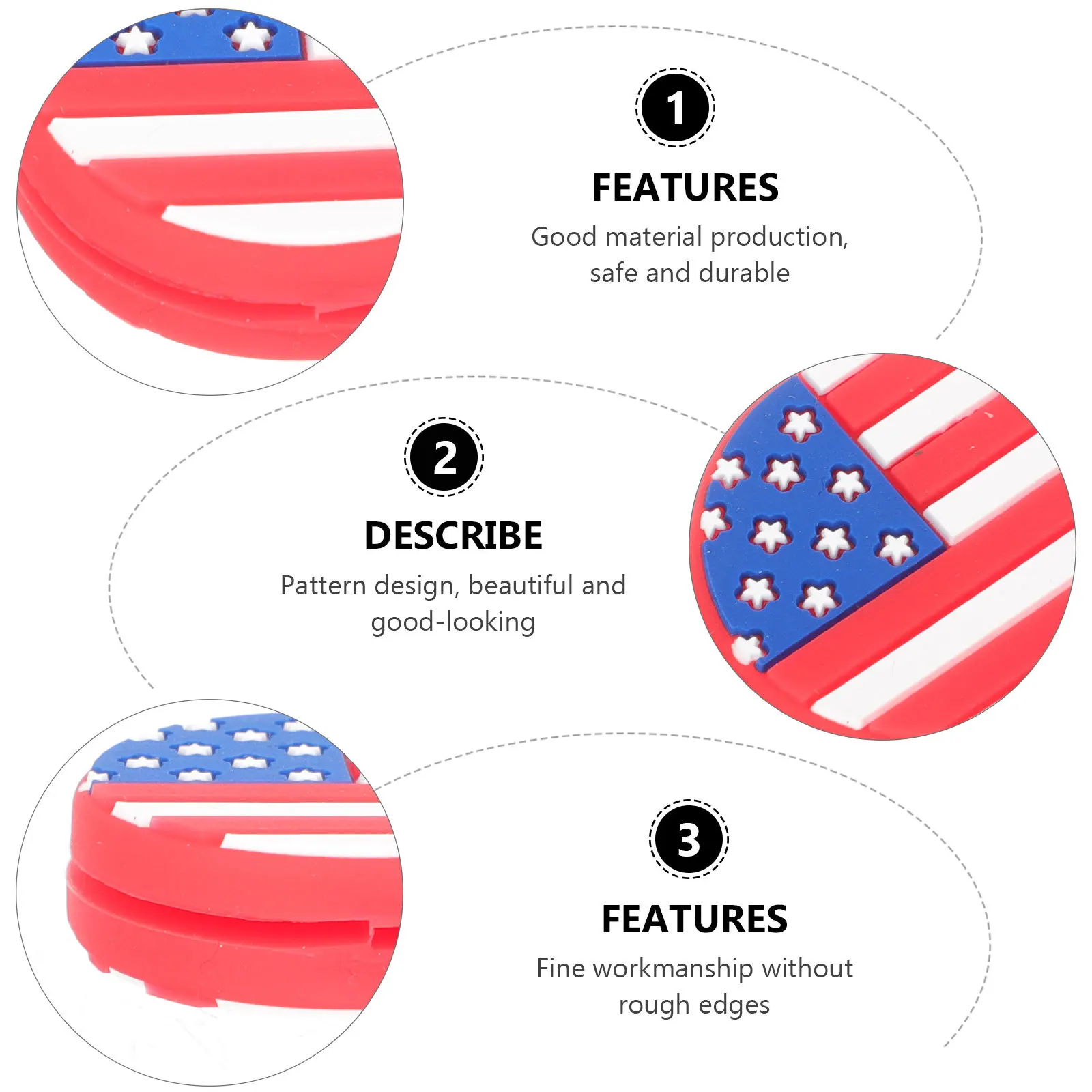 

6Pcs Tennis Racket Dampeners National Flag Pattern Shock Absorber Silicone Vibration Dampeners Racket Accessory