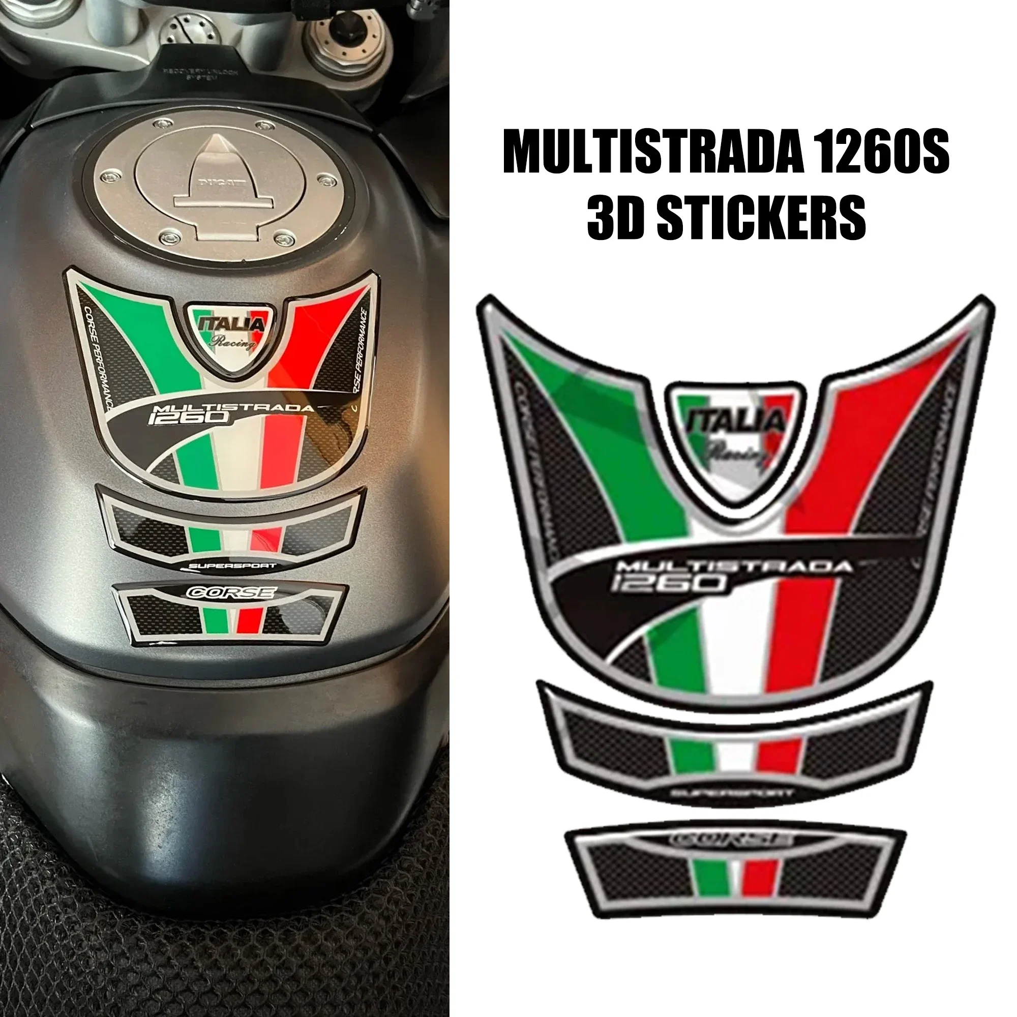 

Fit Ducati Multistrada 1260 S 1260s Stickers Decals Adhesive Tank Pad Grips Gas Fuel Oil Kit Knee Protector