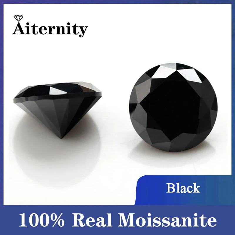 Customized Black Moissanite 100% 0.7mm to 5mm Round Cut Lab Grown Loose Moissanites Stone Test Positive for Jewelry