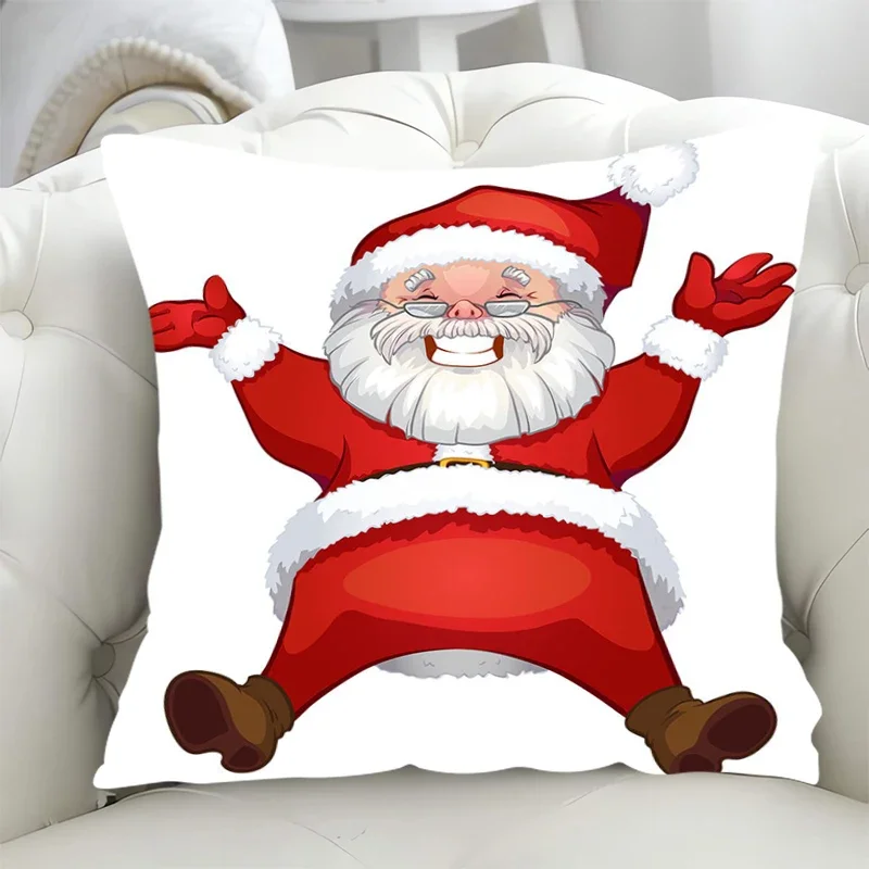 ปลอกหมอนลายการ์ตูนซานตาคลอส ปลอกหมอนอิงตกแต่งสำหรับโซฟา ขนาด 40x40, 45x45 ซม. ของตกแต่งฤดูใบไม้ร่วง