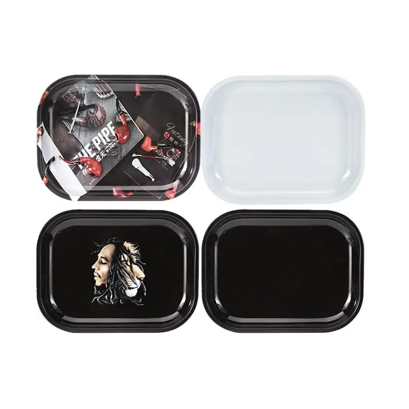 18*14cm tobacco rolling tray wholesale tin metal tray for smoking accessories