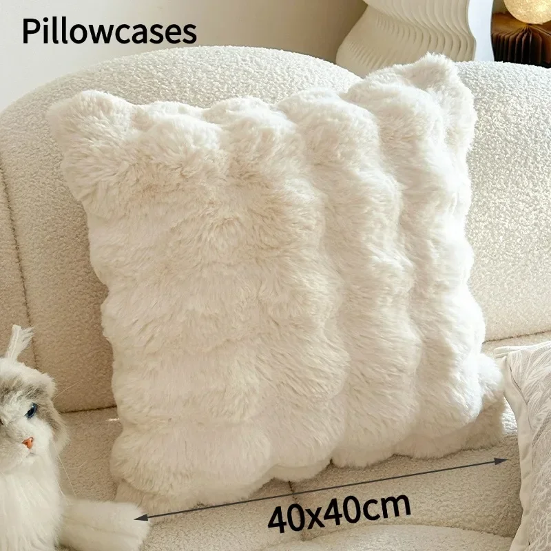 High Quality Faux Fur Blankets for Bed Winter Fluffy Bubble Plush Throw Blanket Living Room Sofa Cover Pillowcase Christmas Gift