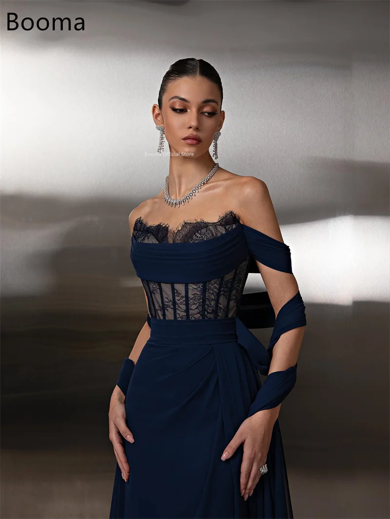 

Booma Простые длинные вечерние платья трапециевидной формы с открытыми плечами Вечерние платья для женщин Кружевное платье для выпускного вечера на заказ 2025