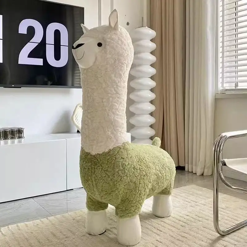 

Internet celebrity creative large alpaca stool living room floor ornament plush seat
