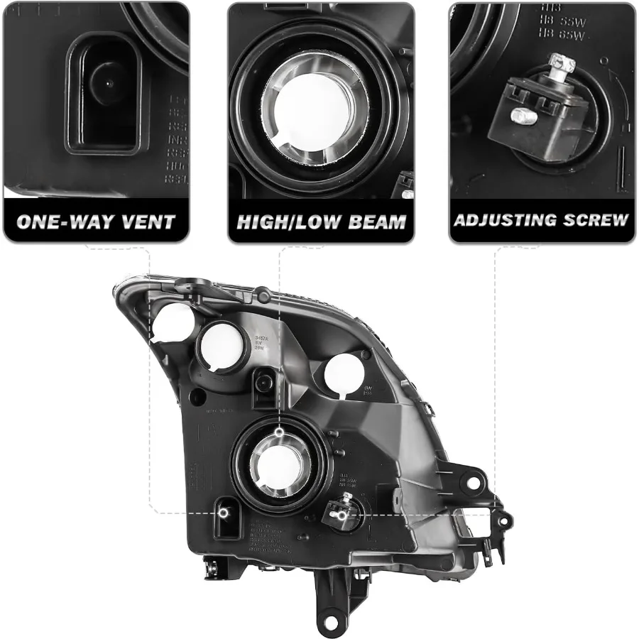 Headlight Assembly Compatible with 2007-2009 Nissan Sentra for Enhanced Night Visibility and Improved Driving Safety Chrome Fin