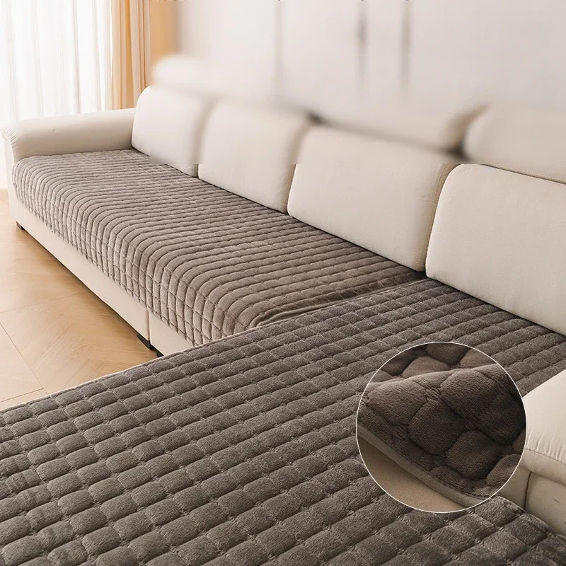 

Modern Flannel Sofa Cushion Winter Anti Slip Plush Seat Cushion Cover Autumn and Winter Plush Sofa Cushion
