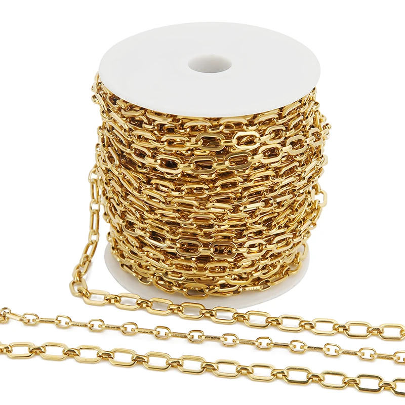 Lien carré en acier inoxydable sans décoloration, collier à faire soi-même, bracelets, bijoux, fournitures exécutives, largeur 6.5mm, 1 mètre