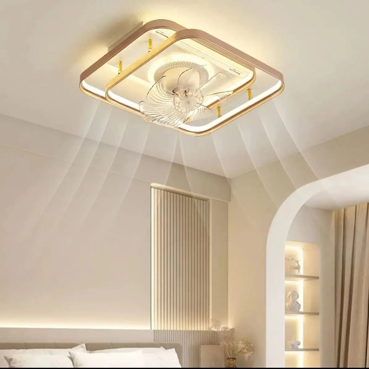 

2024 intelligent ceiling fan light, 6-speed, ultra quiet DC motor, energy-saving LED in bedroom and living room, easy to install