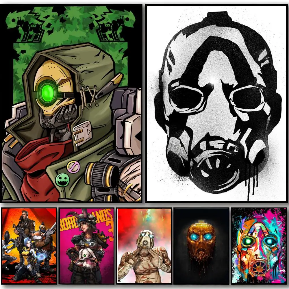 Game B-BORDERLANDS Poster Self-adhesive Art Waterproof Sticker Coffee House Dorm Room Wall Decor
