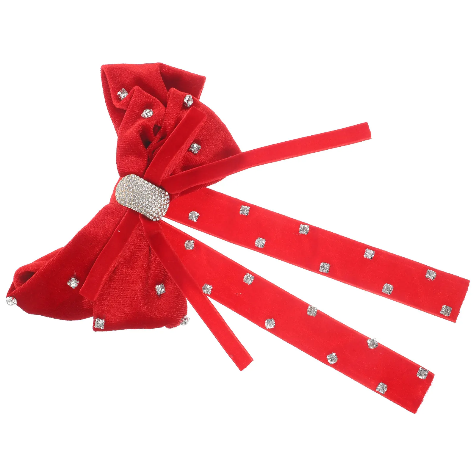 

Rhinestone Bowknot Clip Long Tail Hair Ribbon Bow For Women Girls Wedding Party Large Fabric Hairpin Barrettes Bows Hair