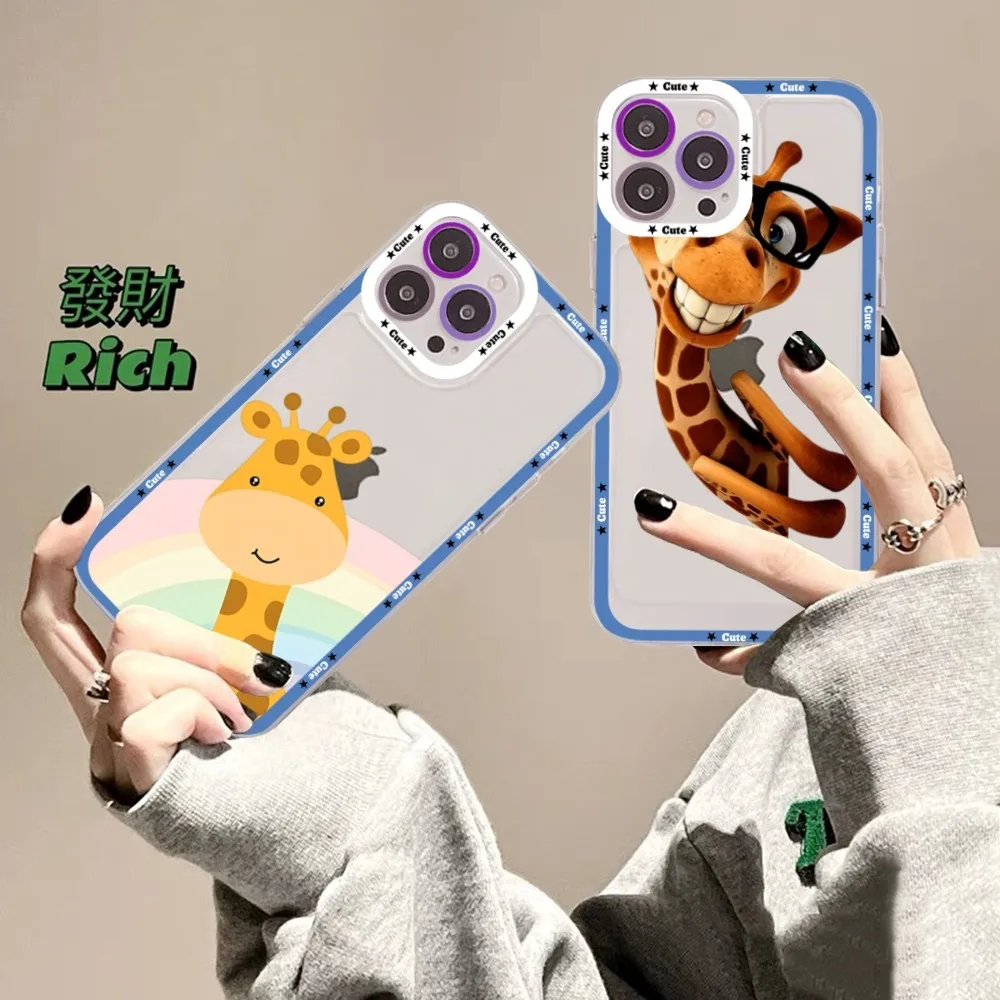 Cute Cartoon Animal Giraffe Phone Case For Samsung S 20 S 21 S 22 S 23 lite plus ultra Mobile Cover