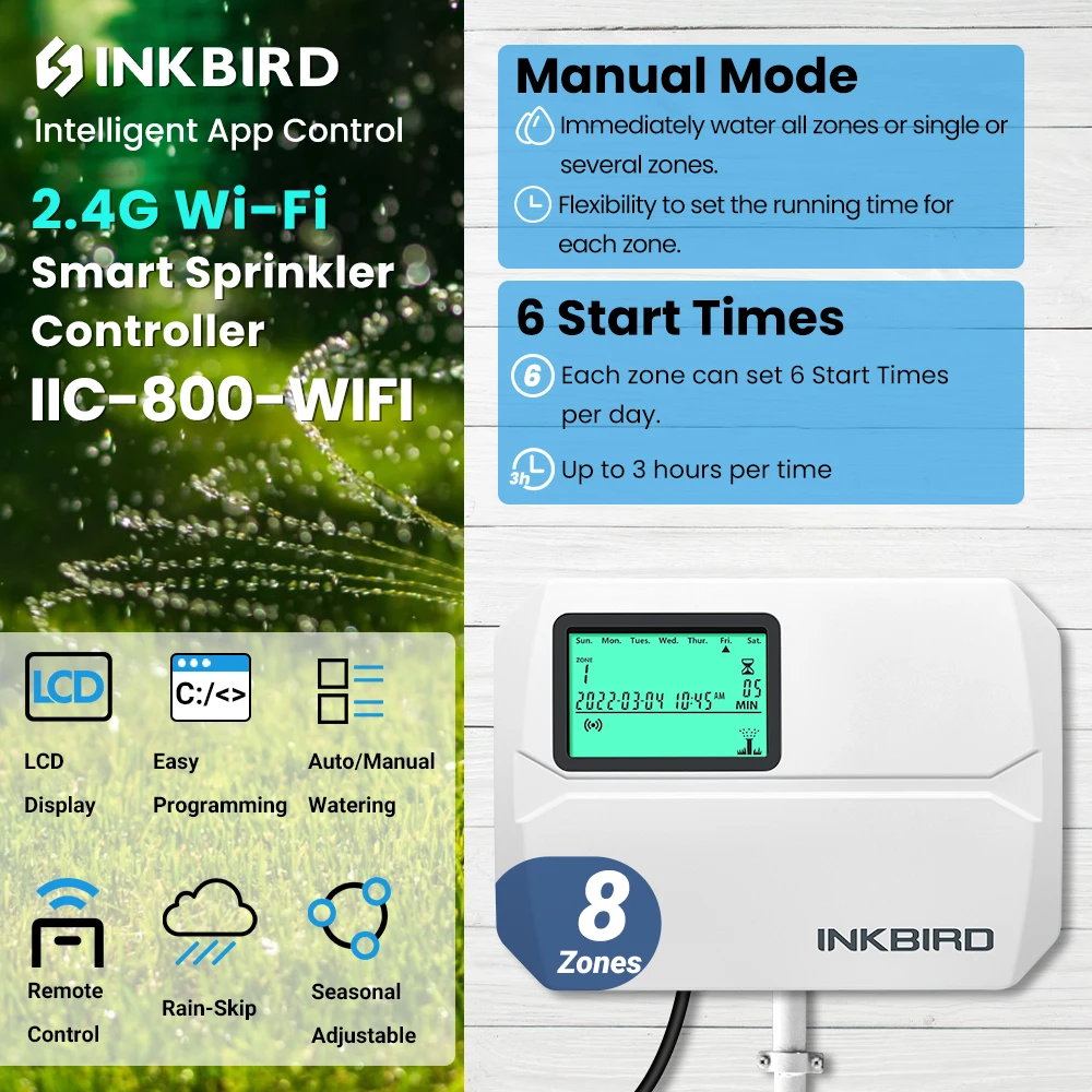 Imagem -02 - Inkbird-wifi Sprinkler Controller Usado para Irrigação Inteligente Rega com Ajuste Sazonal Tipos eu ou Zonas