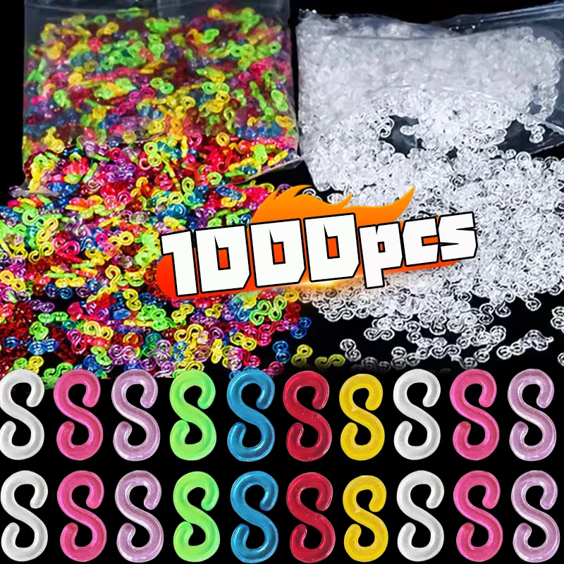 100/600pcs S Clip Rubber Band Lock Hook for Charm Loom Gummies Elastic Bracelet Fefillb Diy Jewelry Making Supplies Accessories