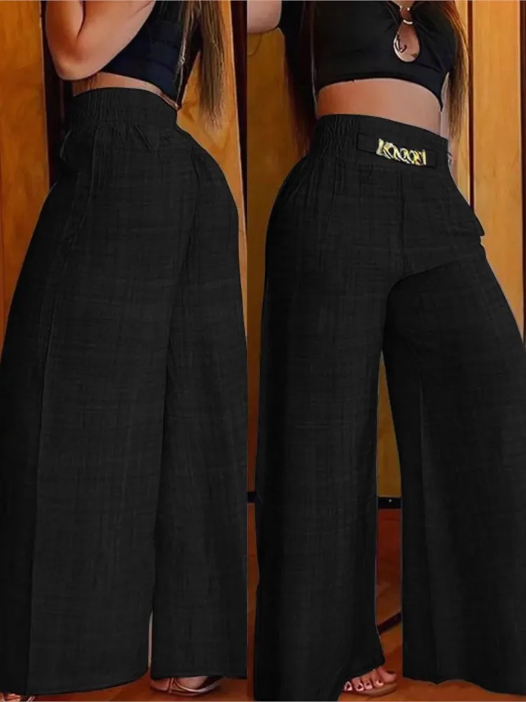 Elegant Solid Wide Leg Pants Fashion Women Spring Summer Straight  Pant Casual Office Lady Holiday Loose  Trousers Streetwear