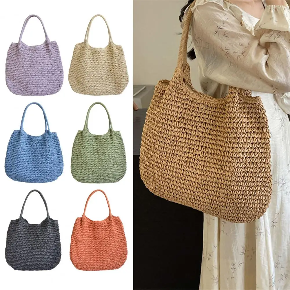 

Beach Bag Handmade Straw Shoulder Bag for Women Lightweight Beach Tote with Capacity Stylish Daily Use Handwoven Straw Tote Bag