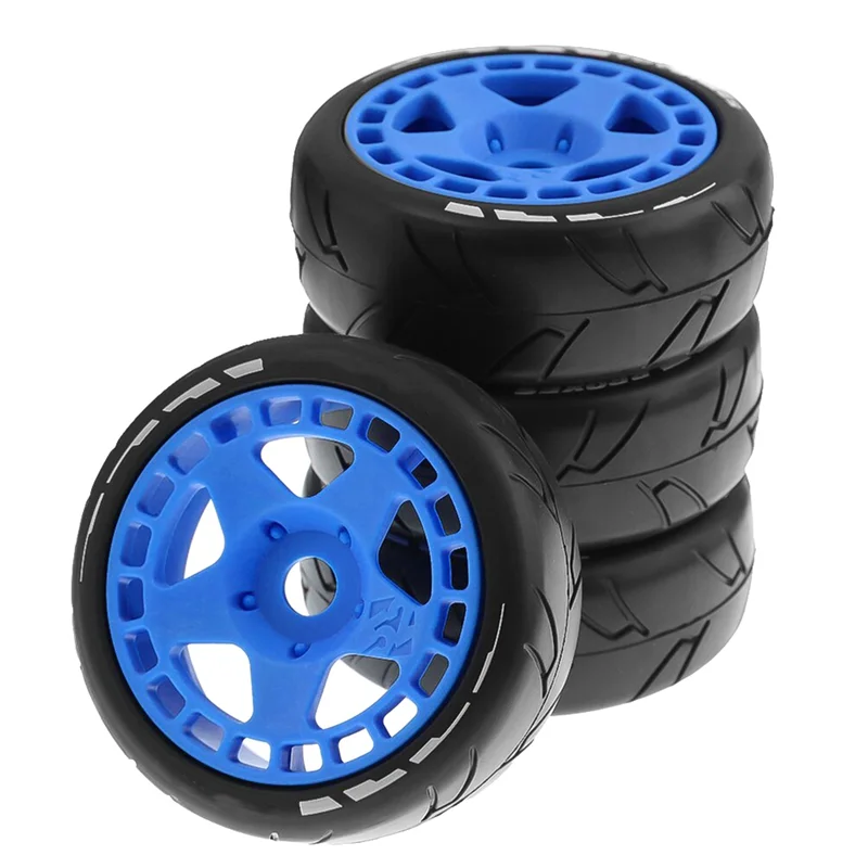 Suitable for Raytheon Avenger Zhiding Hongnuo 17mm Adapter, 1/8 RC Remote Control Flat Running Trolley Tire,Black+Blue