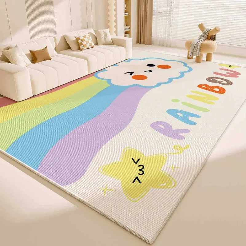 Cartoon Rainbow Carpet, Anti-Slip And Stain-Resistant Bedroom Decoration Carpet, Living Room Floor Mat, Home Decoration