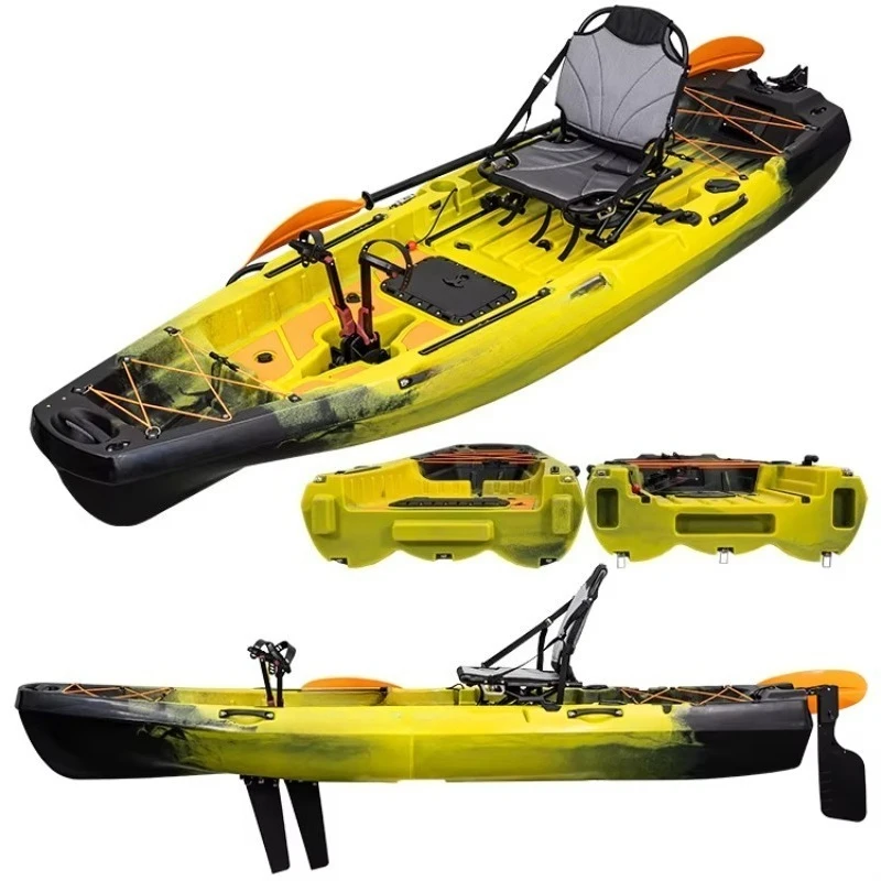 Detachable Design Outdoor Single-Person Square Yellow-Black Kayak 230kg Capacity Multi-Functional Modular Kayak