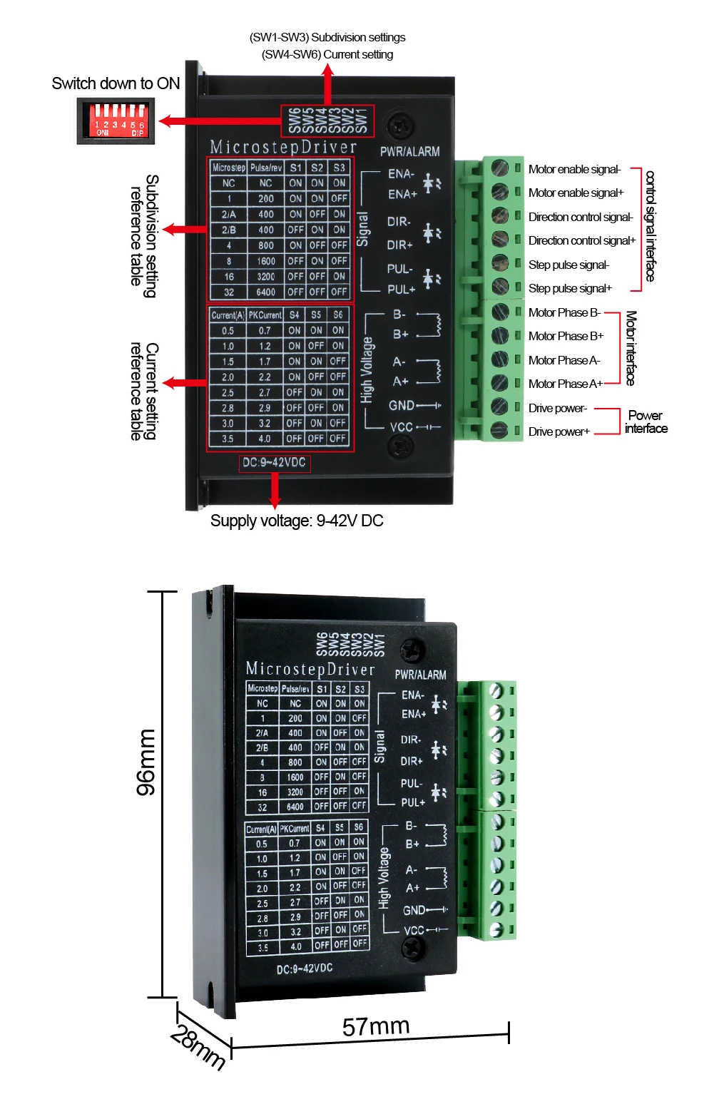 Kit de Motor paso a paso Nema23, Motor 57 De 3/4 ejes, Unidad de micropaso TB6600, fuente de alimentación conmutada y tarjeta controladora Mach3,