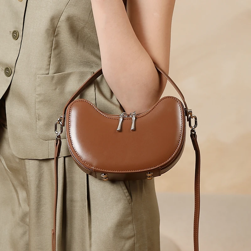 

Toptrends Vintage Genuine Leather Crescent Small Shoulder Crossbody Bags For Women 2025 Luxury Designer Cute Ladies Handbags