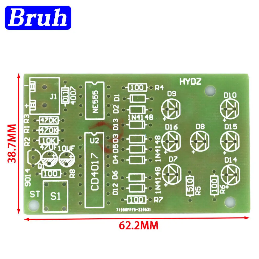 Dadi elettronici NE555 modulo LED CD4017 Kit fai da te 5mm LED rosso 4.5-5V LED dadi parti Fun Breadboard fai da te elettronico