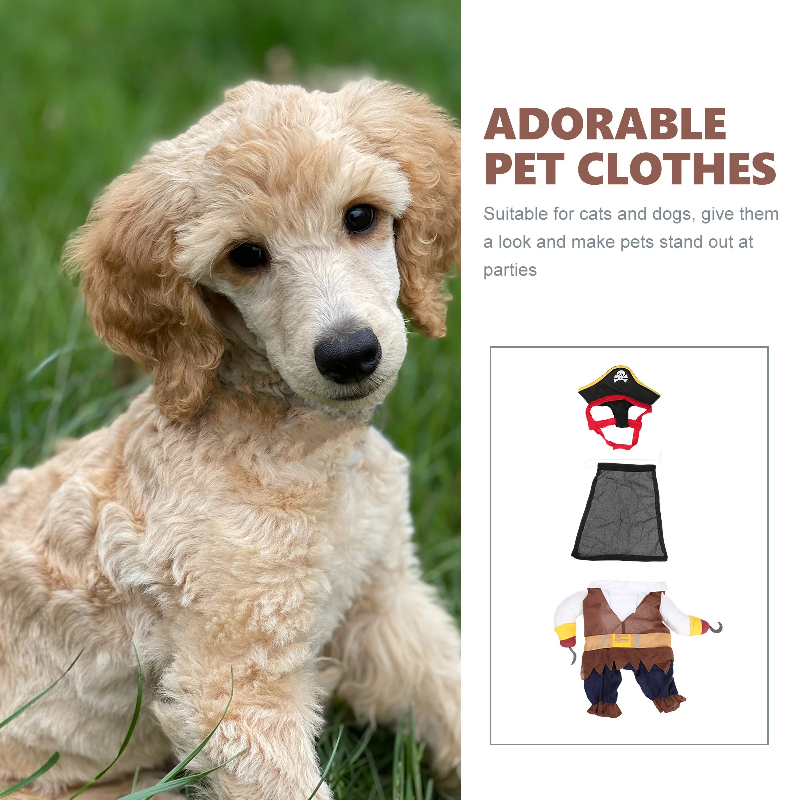

1Set Pirate Theme Pet Costume Cotton Comfortable Dog Clothes for Birthday Party Cosplay Festival Puppy Pirate Hat