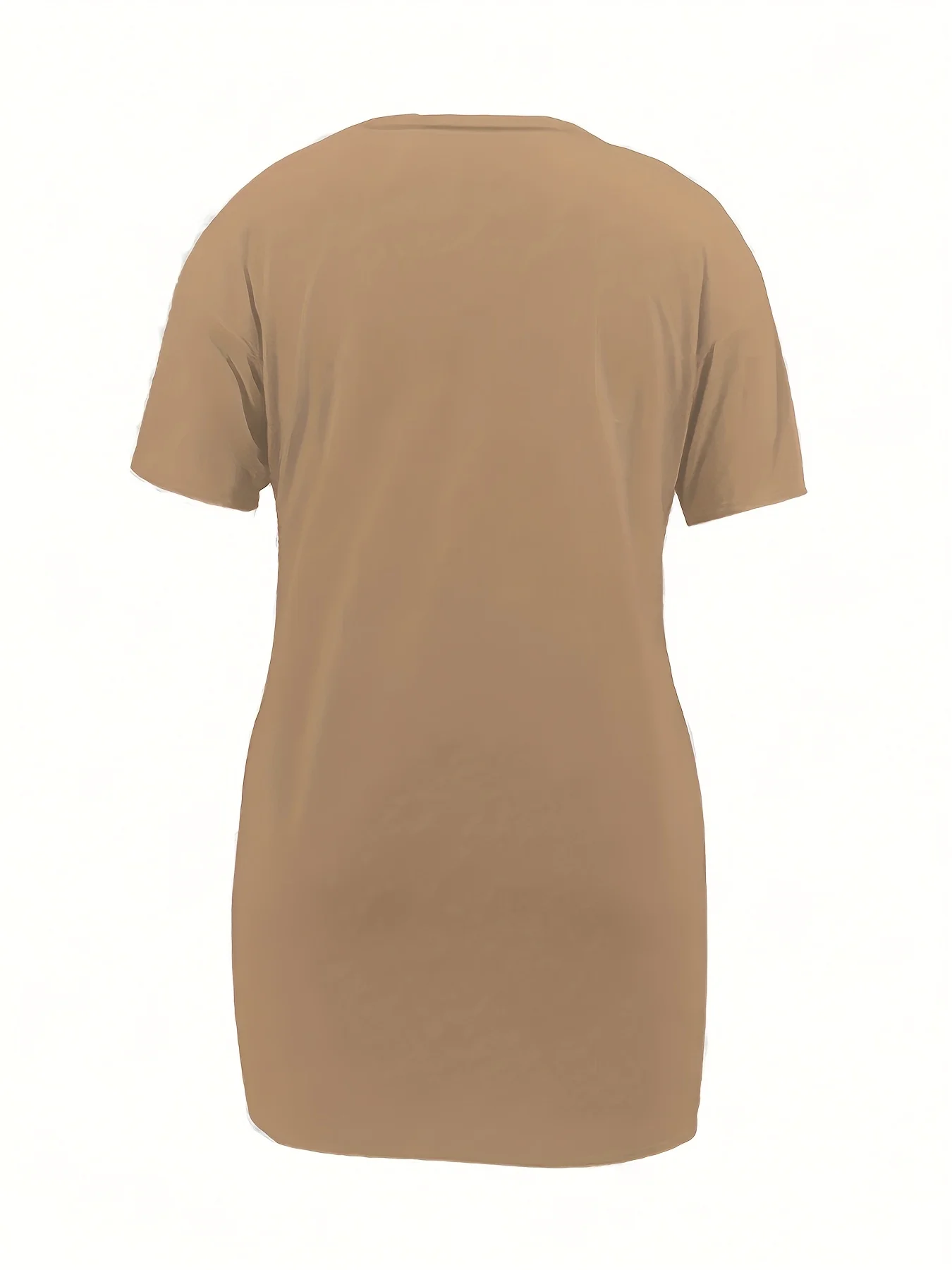 Stilvolles Plus-Size-T-Shirt-Kleid mit Seitenschlitzen für mühelosen Chic-Look – Detail 5