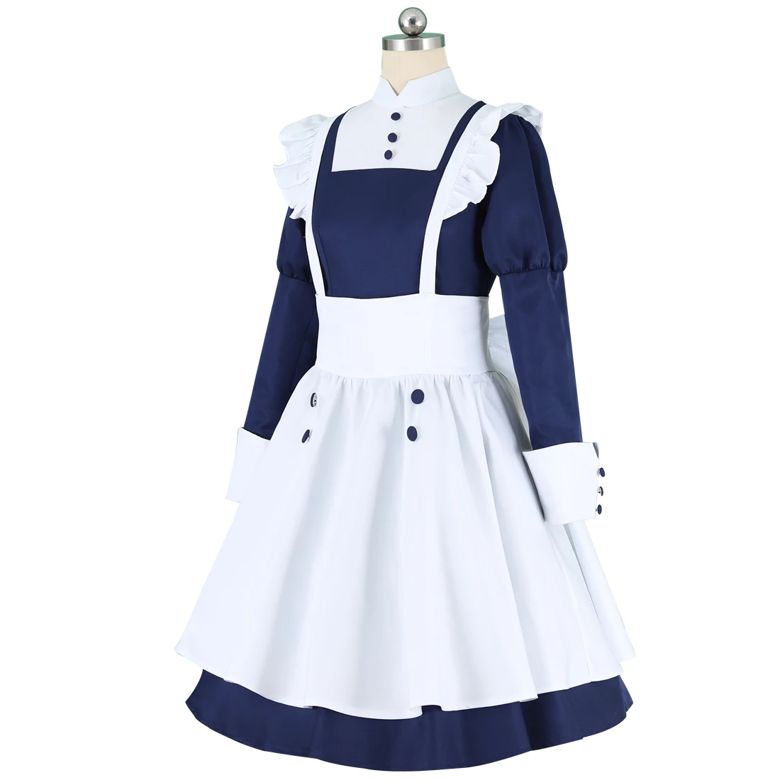 HOLRAN Women's Blue Maid Costume Black Butler Dress Mey Rin Cosplay Party Outfit - view 2