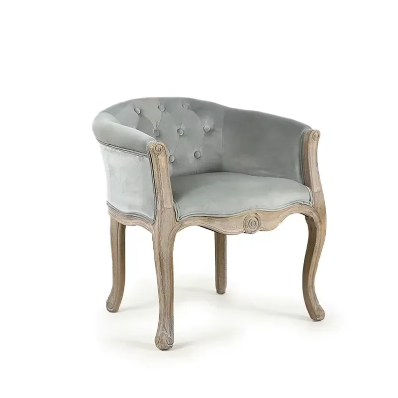 for 5KS24558-21 Rubber Wood Soft Grey Velvet Living Room Leisure Chair China Factory Sale