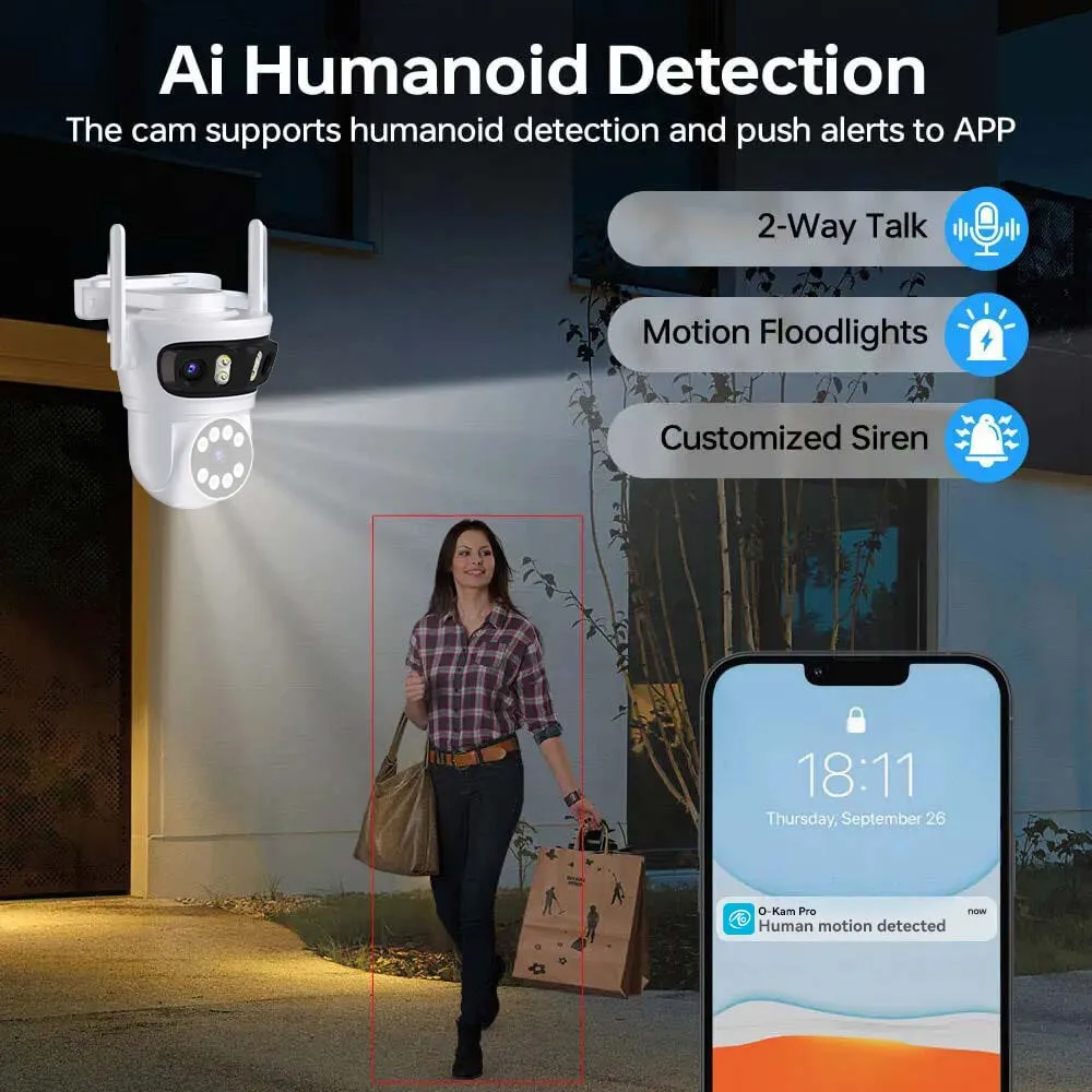 PEGATISAN 15MP WiFi PTZ Camera Multi-Screens 5X Digital Zoom Security CCTV Surveillance O-Kam pro Outdoor Auto Tracking
