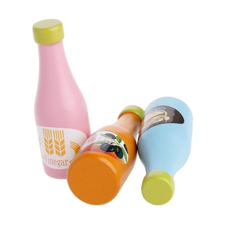 Q0KB 3pcs Niños Finge papel para jugar a cocina Wooden Cutting Set Child