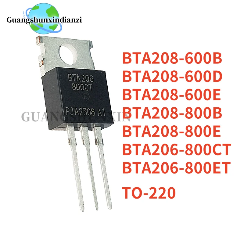 10 قطعة جديد BTA208-600B BTA208-600D BTA208-600E BTA208-800B BTA208-800E BTA206-800CT BTA206-800ET TO-220 BTA208 BTA206 في المخزون