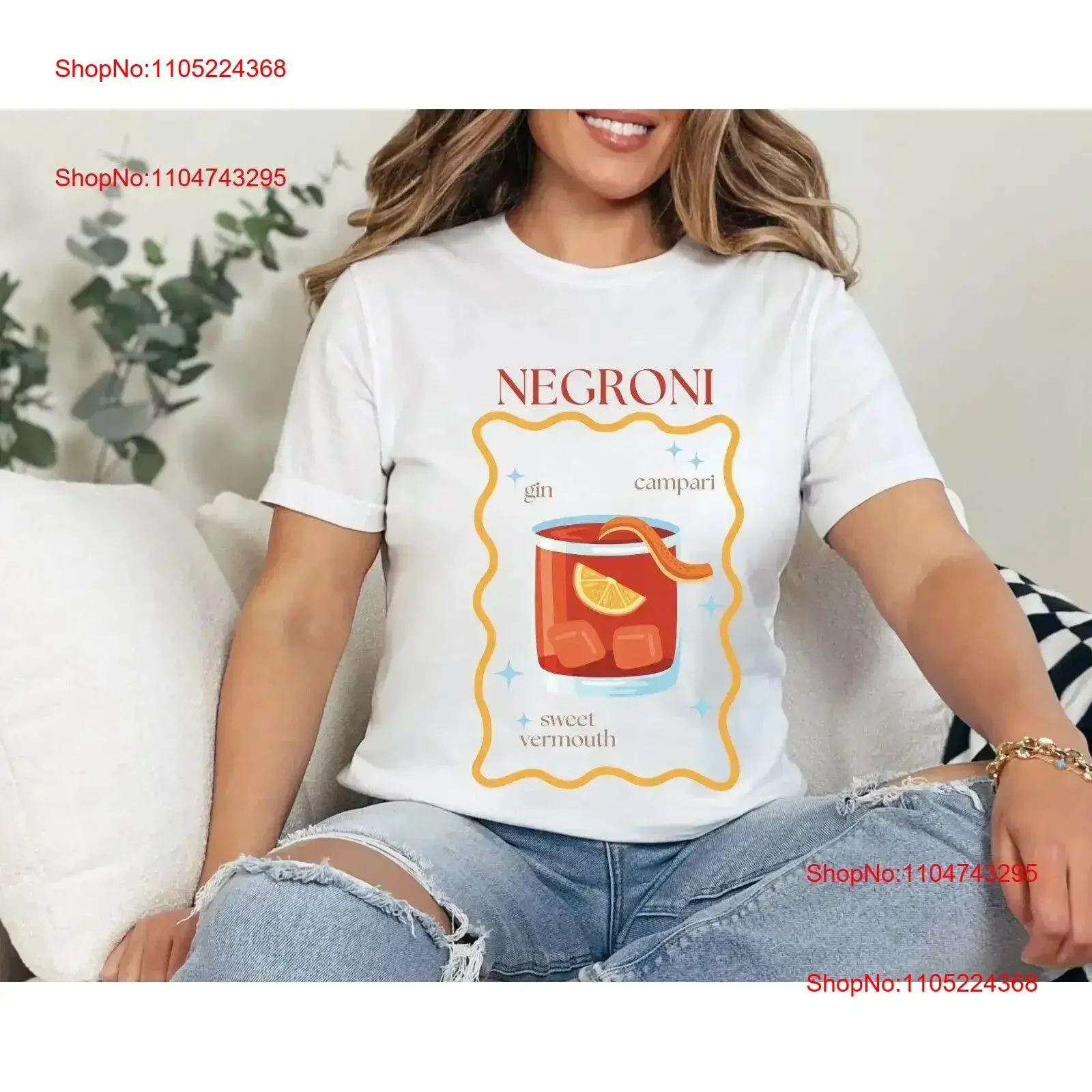 Negroni T Shirt Cocktail Happy Hour Cute vintage Washed Versatile Stylish designer clothes Soft Slightly graphic Casual