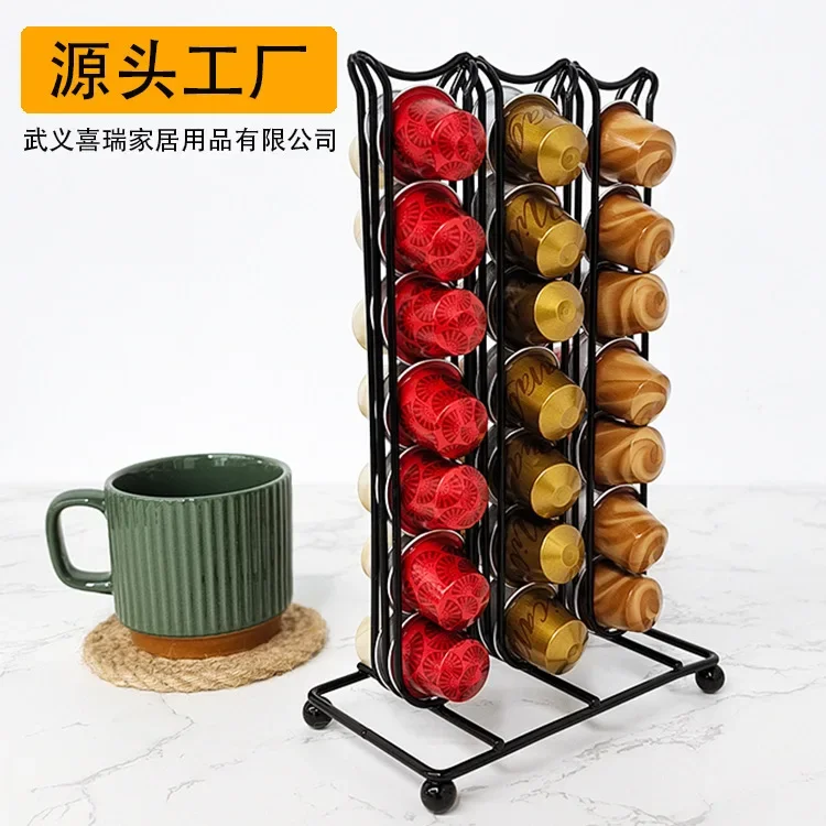 42pcs Silver Nespresso Capsule Holder Rotating Stand Caffee Shelf Organiser for Storage for Coffee Capsules