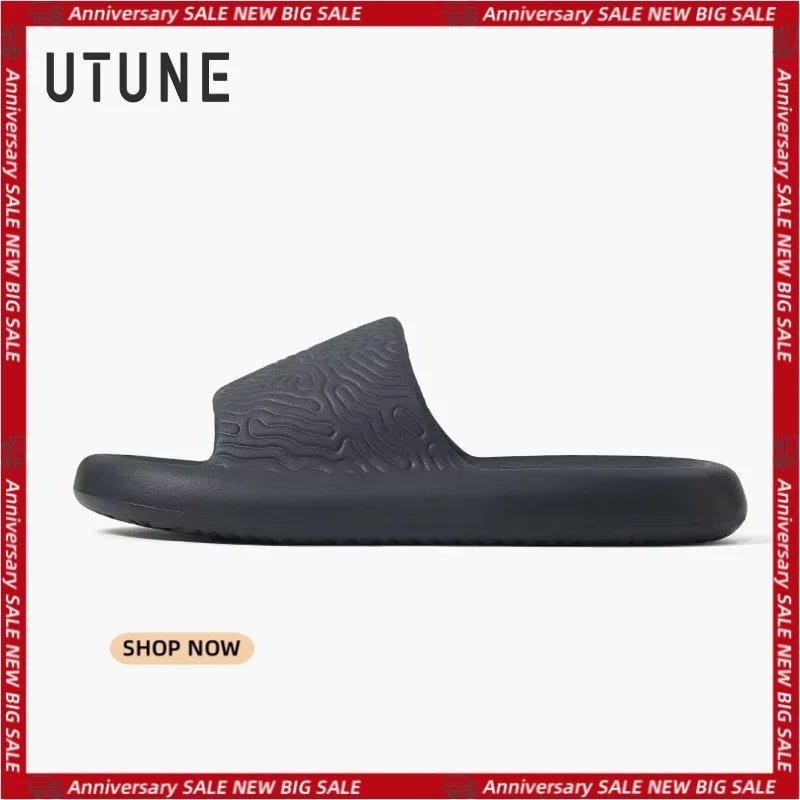 

UTUNE Men's Summer Non-Slip Bathroom Home Slippers Cloud Pattern Soft Sole Lightweight One-Piece Design Outdoor Beach Shoes