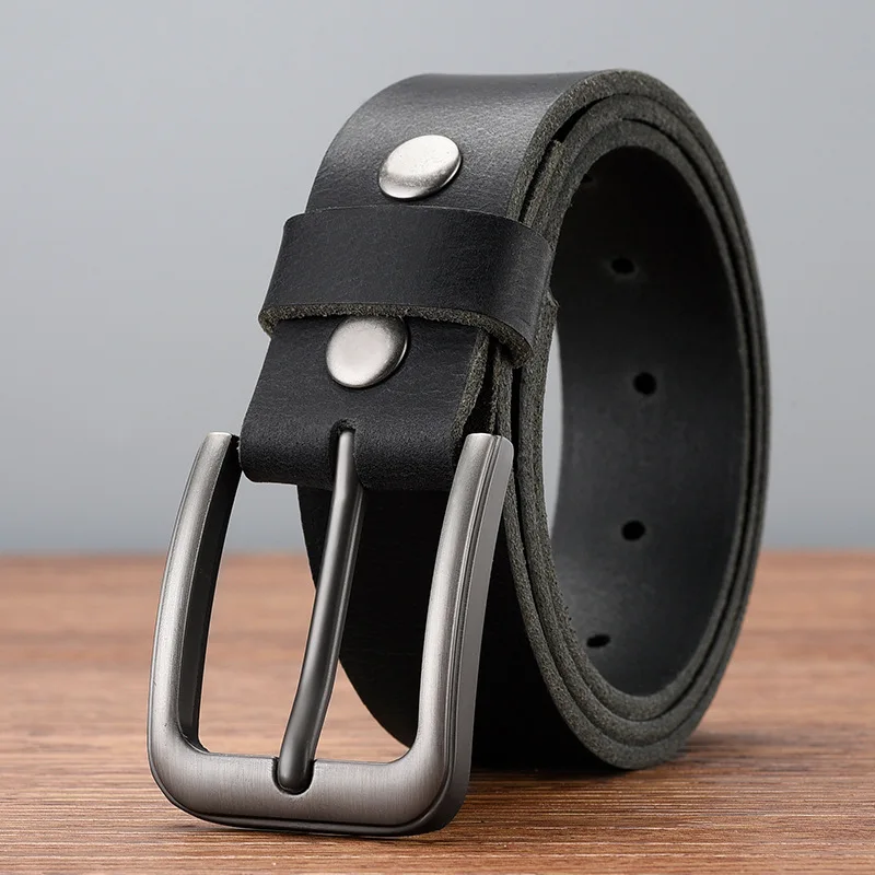 

New High Quality Alloy Pin Buckle Belts For Men Top Layer Cowhide Business Casual Belt Luxury Fashion Men's Genuine Leather Belt