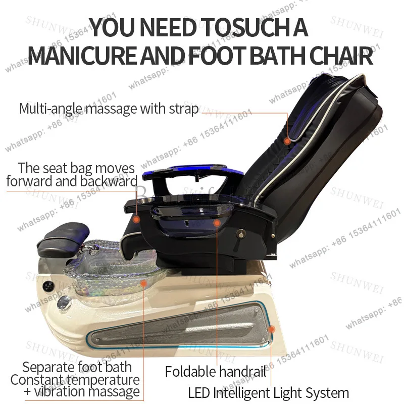 Factory Direct Sales FRP foot bath backrest reclining surf massage chair beauty bed spa